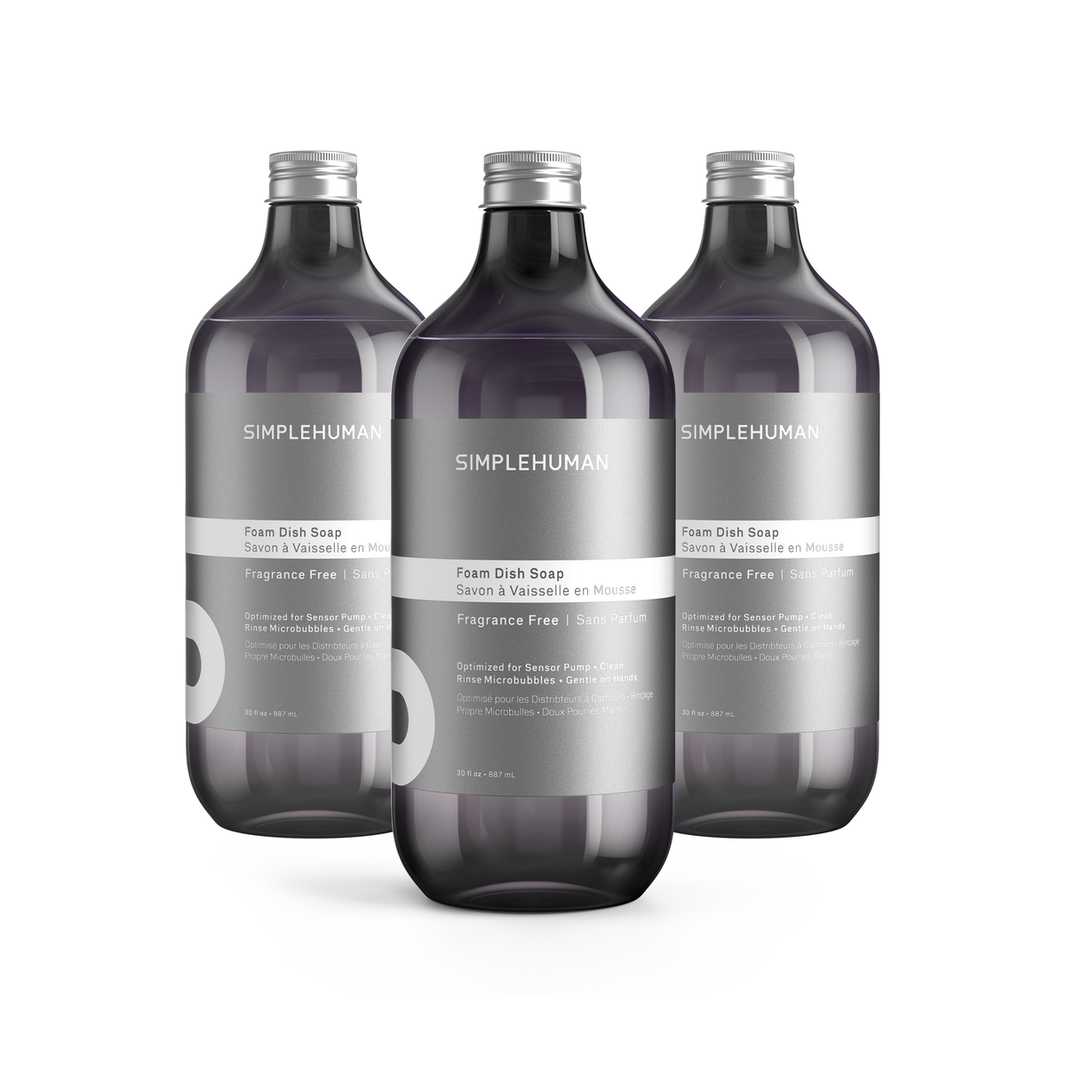 Simplehuman's Fragrance Free Foam Dish Soap in a 3 Pack
