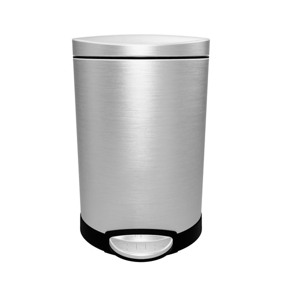 6L semi-round step can, brushed stainless steel