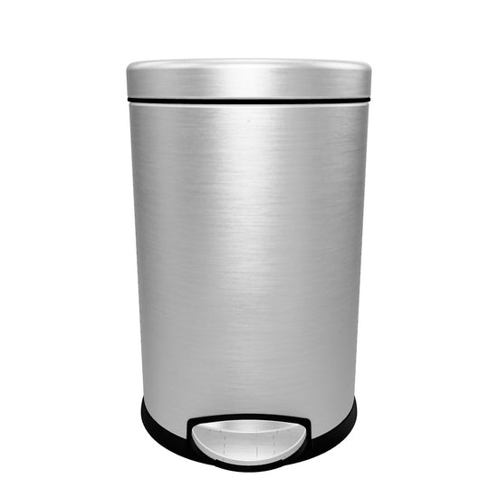 4.5L round step can, brushed stainless steel