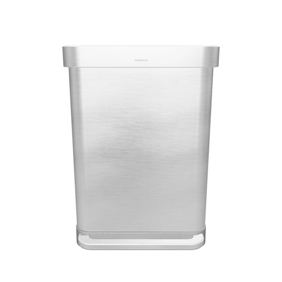 55L rectangular step can with liner pocket, brushed stainless steel