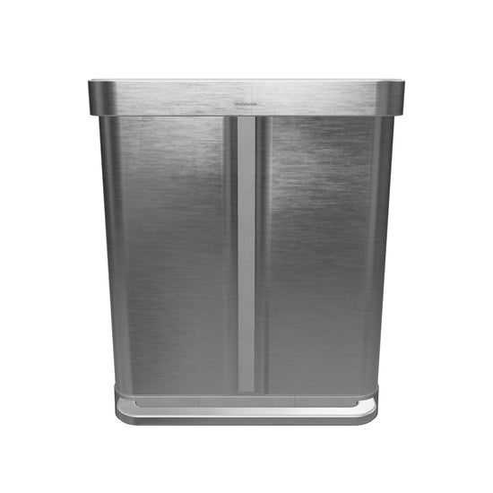 58L dual compartment rectangular step can with liner pocket, brushed stainless steel