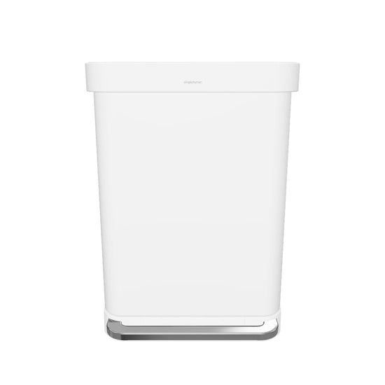 55L rectangular step can with liner pocket, white