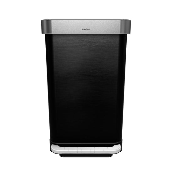 45L rectangular step can with liner pocket, black stainless steel