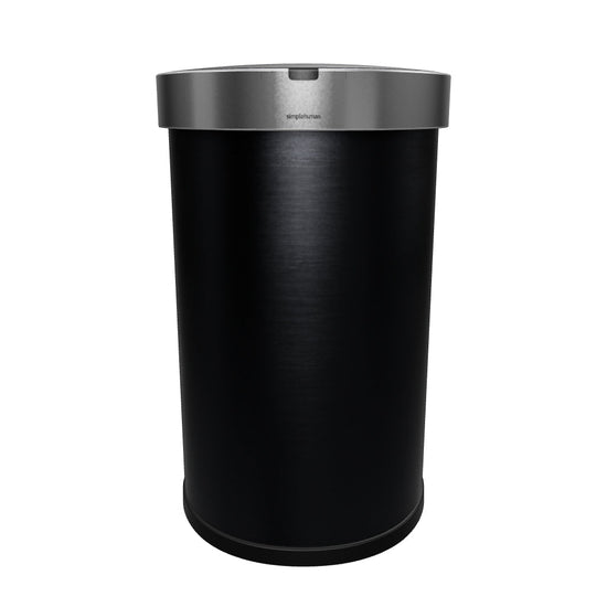 45L semi-round sensor can, black stainless steel