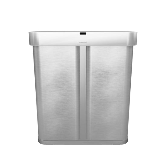 58L dual compartment rectangular sensor can with voice and motion control, brushed stainless steel