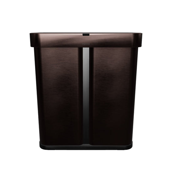 58L dual compartment rectangular sensor can with voice and motion control, dark bronze