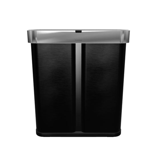 58L dual compartment rectangular sensor can with voice and motion control, black stainless steel