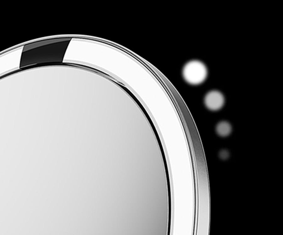 Sensor Mirror Trio in Brushed showcasing the ability to adjust brightness levels. 