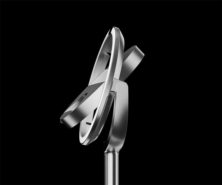 Sensor Mirror Trio in Brushed showcasing the ability to flip. 