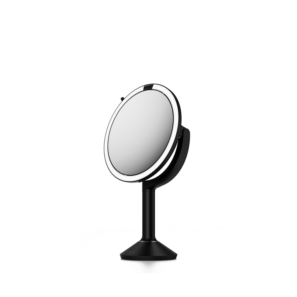 Simplehuman's Sensor Mirror Trio in Matte Black, side view. 