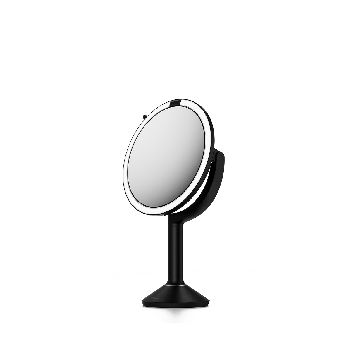 Simplehuman's Sensor Mirror Trio in Matte Black, side view. 