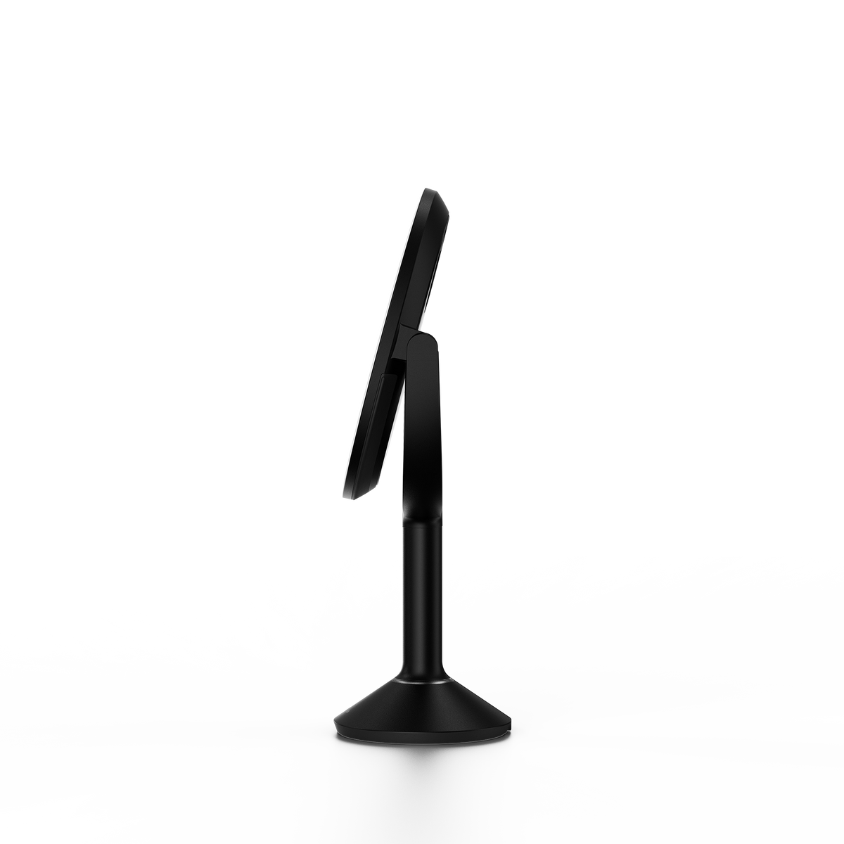Simplehuman's Sensor Mirror Trio in Matte Black, side view. 