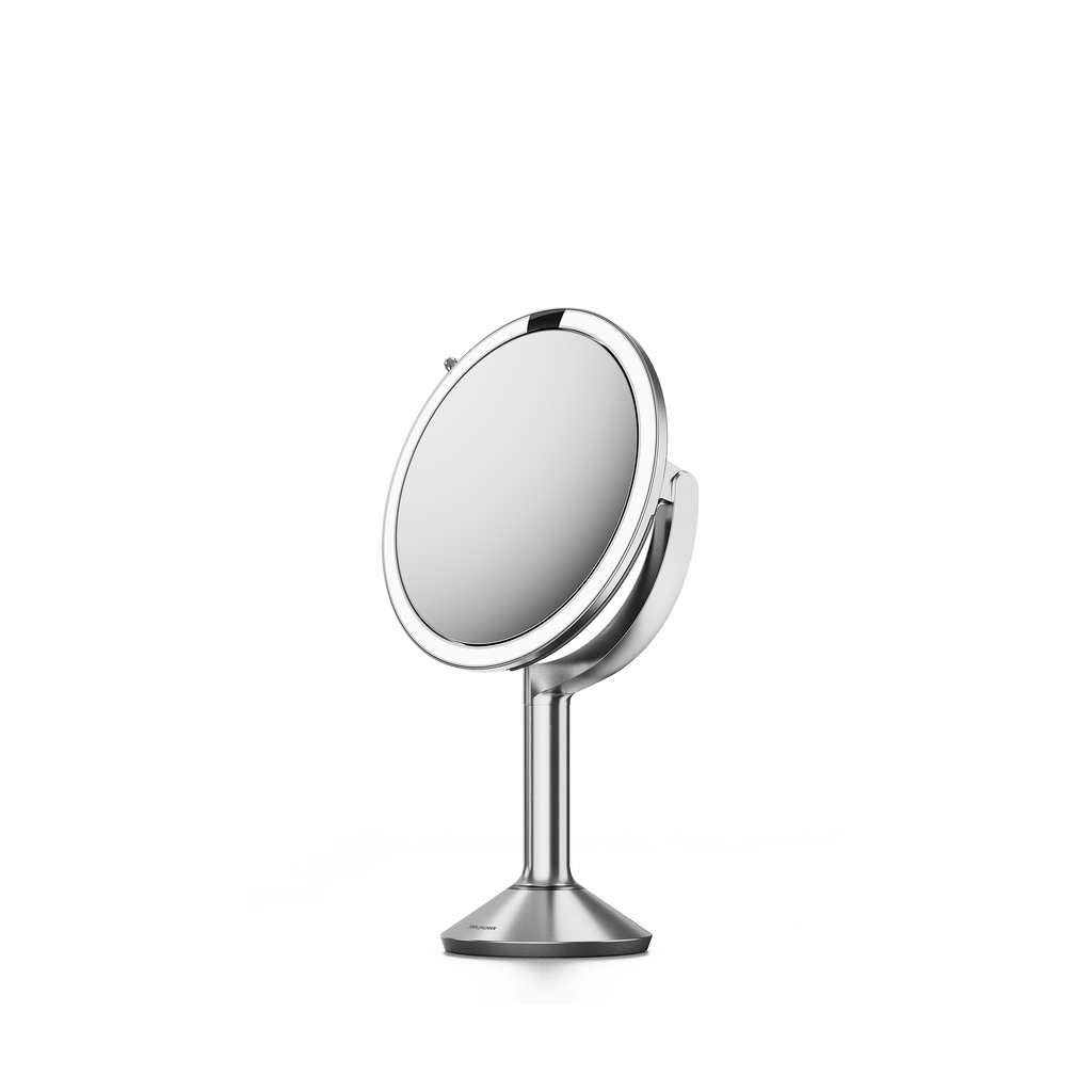 Simplehuman's Sensor Mirror Trio in Brushed, side view. 