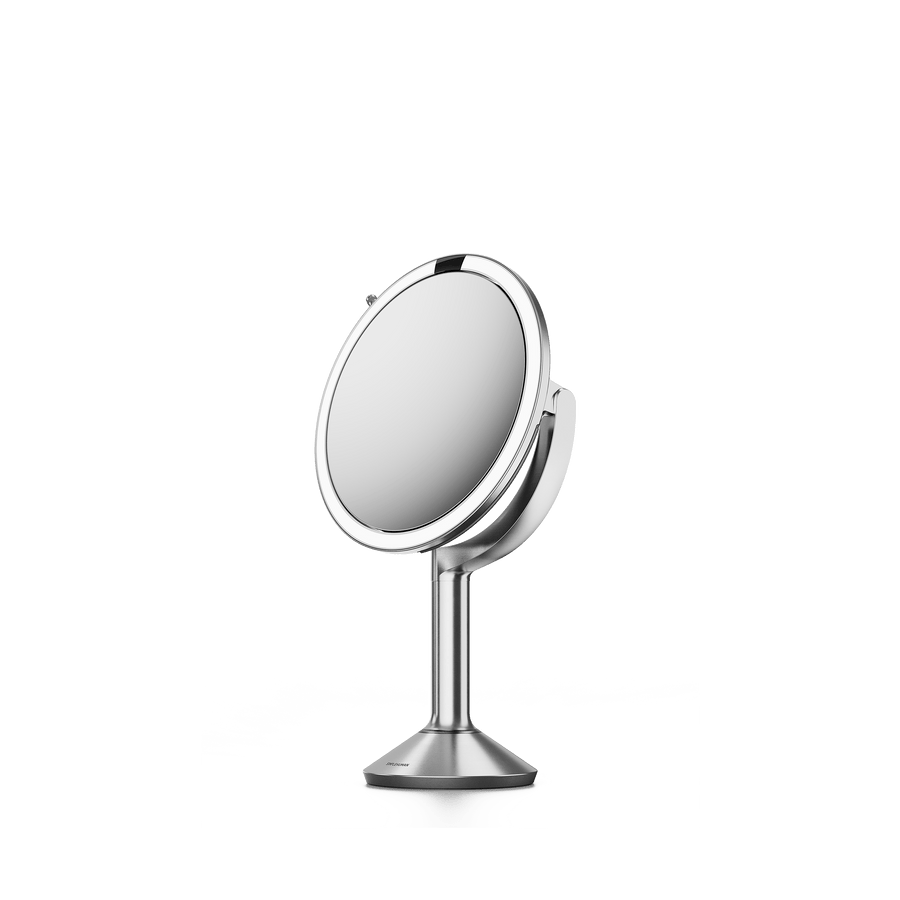 Simplehuman's Sensor Mirror Trio in Brushed, side view. 