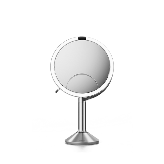 Simplehuman's Sensor Mirror Trio in Brushed, front view. 