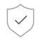 Icon of shield with a check mark inside