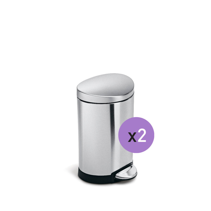 6L semi-round step can, 2-pack
