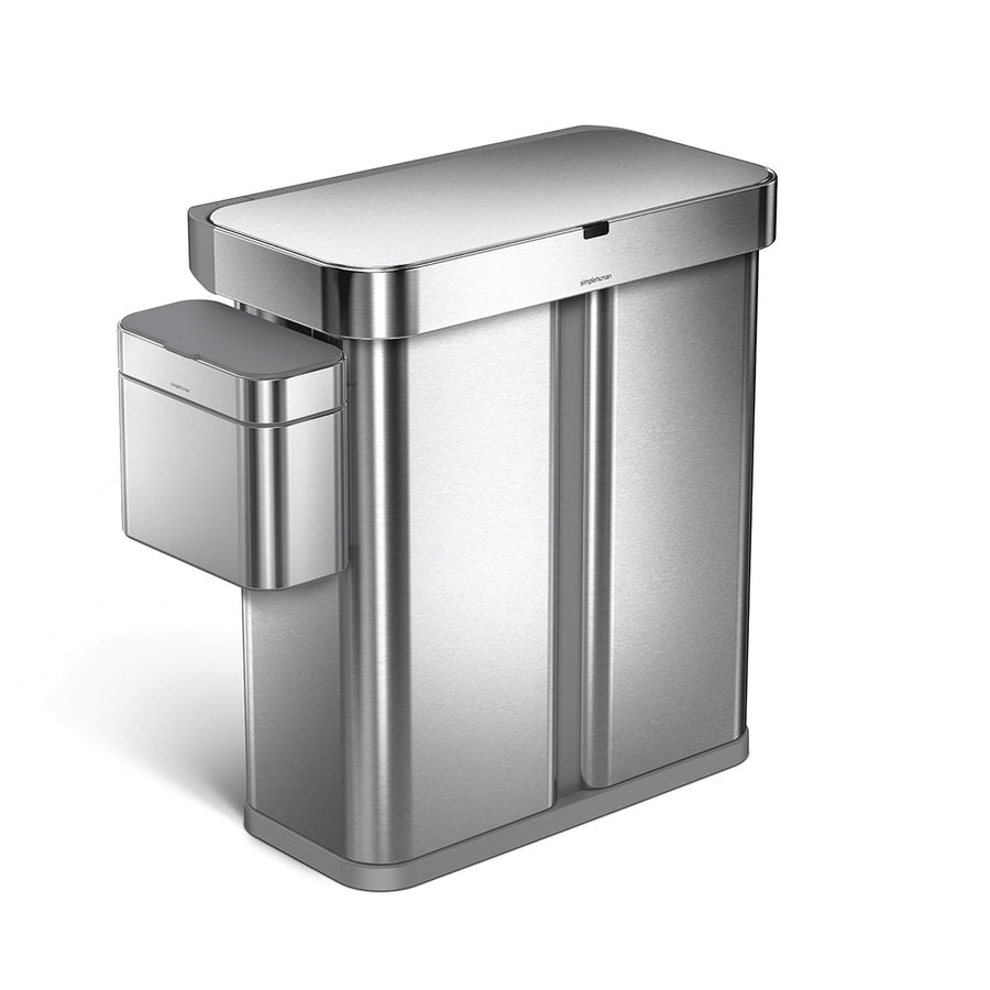 58L dual compartment rectangular sensor can with voice and motion control + compost caddy