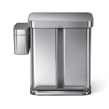 58L dual compartment rectangular step can with liner pocket + compost caddy
